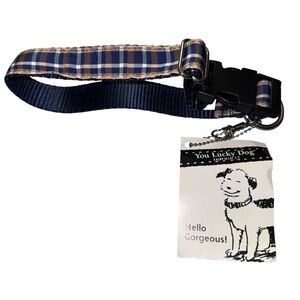 NWT Plaid Blue Dog Collar size Medium